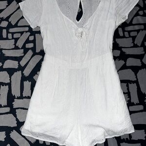 White Lace Detailed Double Lined Romper